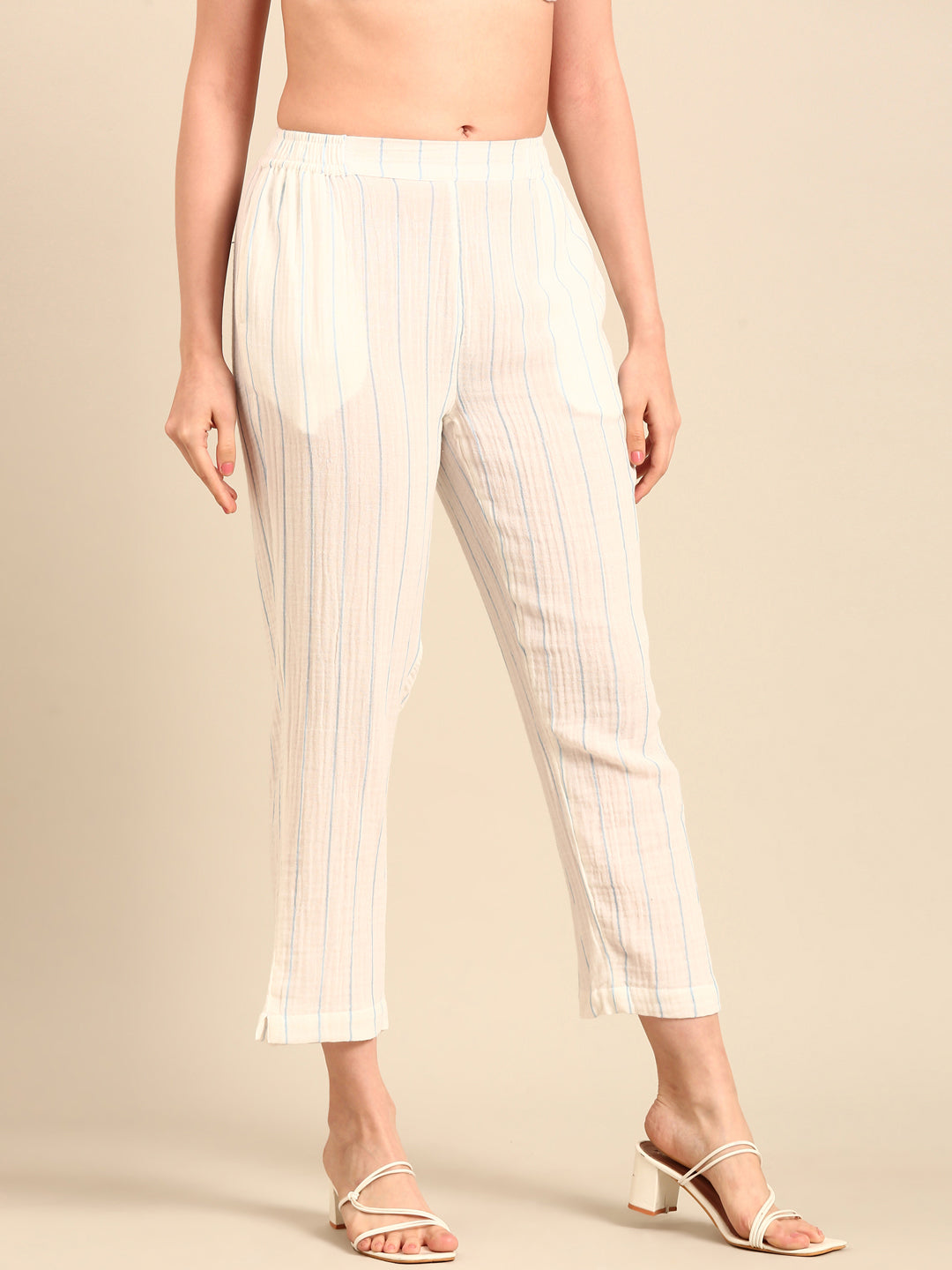 Straight Pant Yarn Dyed-White - De Moza