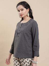 De Moza Women Casual Top Dark Grey