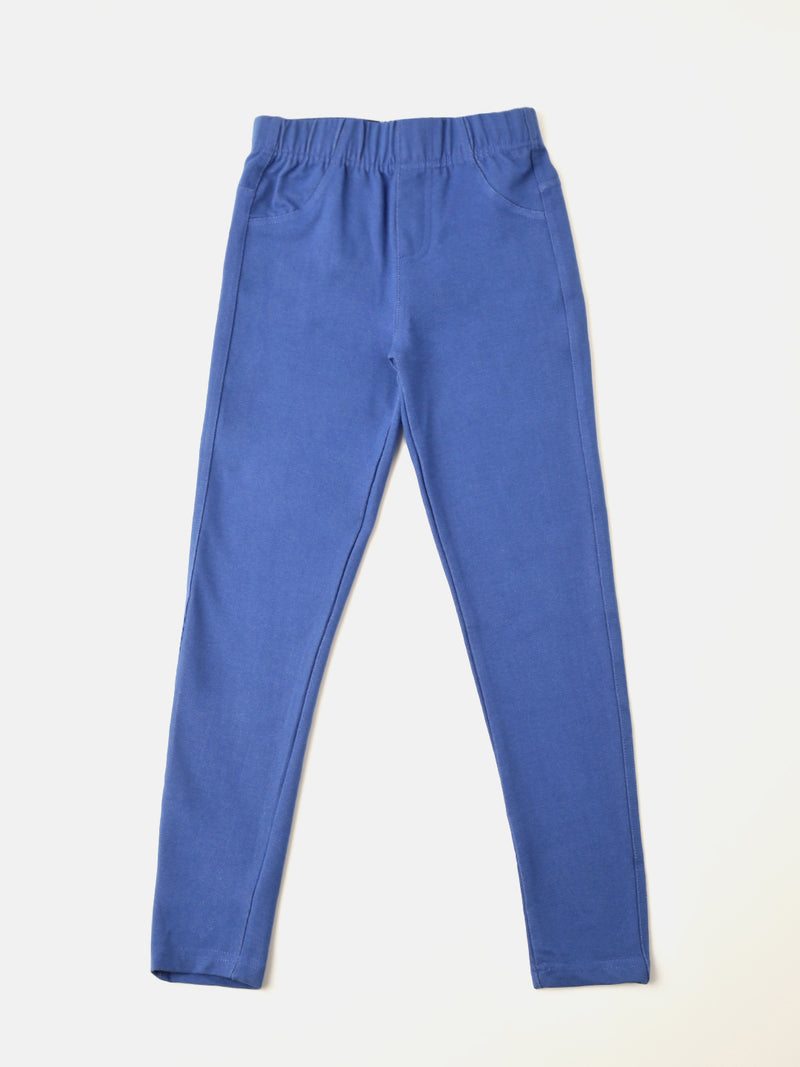 De Moza Girls Solid Jegging Royal Blue