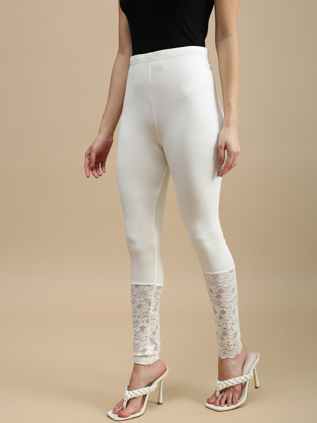 De Moza Women Casual Leggings Offwhite