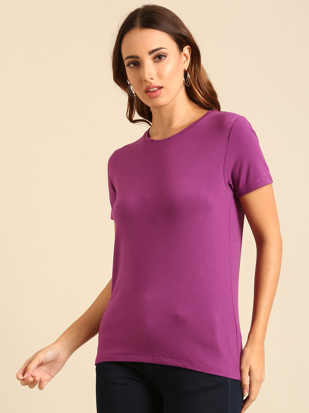 T-Shirt Regular Sleeve-Light Purple - De Moza