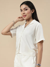 Co-Ord Set(Casual Top & Carpenter Pant)-Offwhite