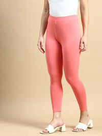 Ankle Length Leggings Viscose-Dark Coral - De Moza