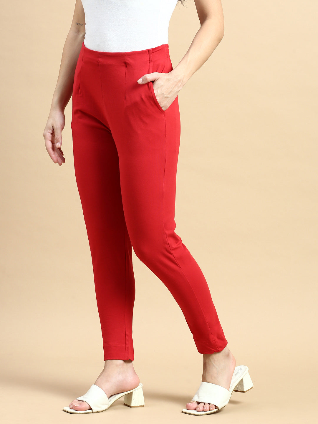 Super Stretch Kurti Pant-True Red