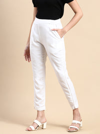 De Moza Women Cigarette Pant White