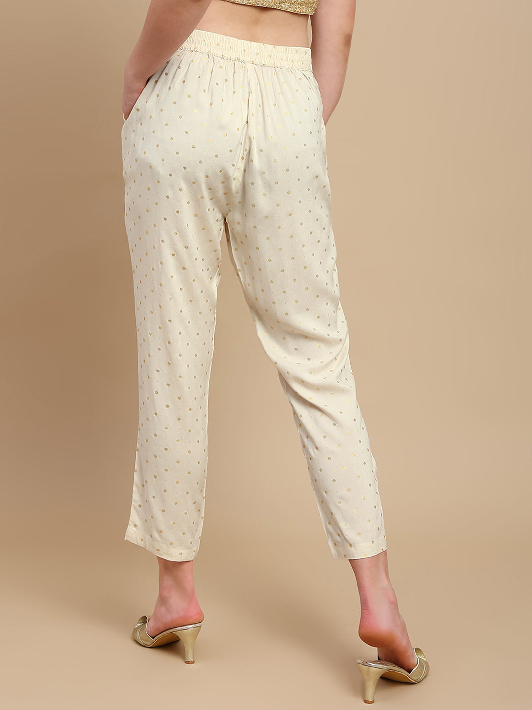 De Moza Women Festive Pants Offwhite - De Moza