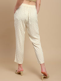 De Moza Women Festive Pants Offwhite - De Moza