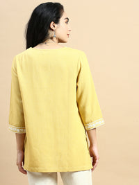Embroidered Tunic Top-Mustard - De Moza