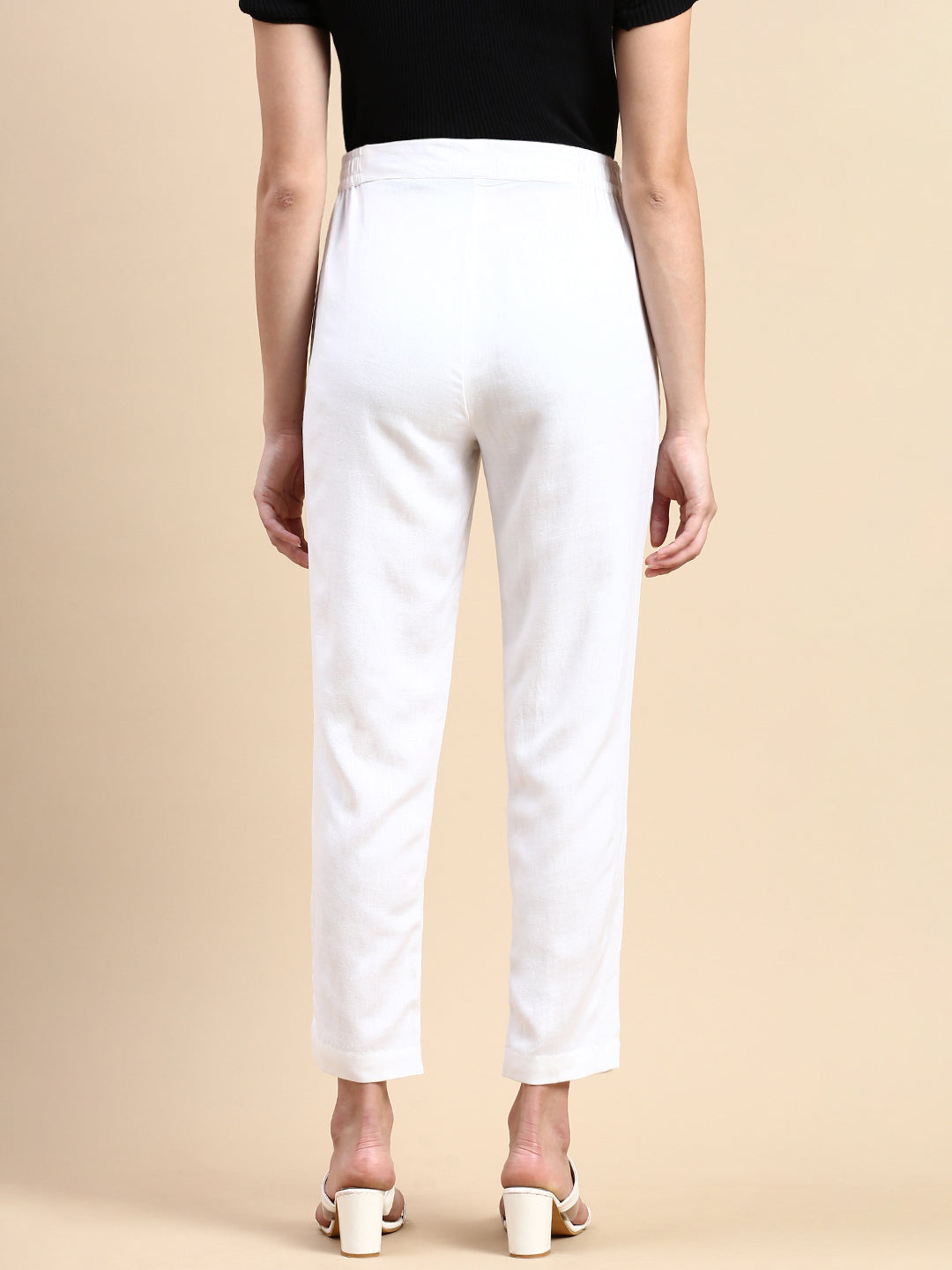 De Moza Women Cigarette Pant White