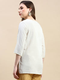 Embroidered Tunic Top-Natural - De Moza