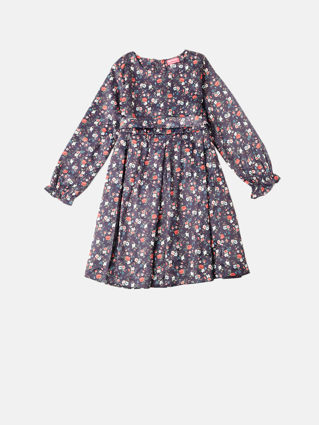 PIPIN Girls Solid Dress Navy Blue