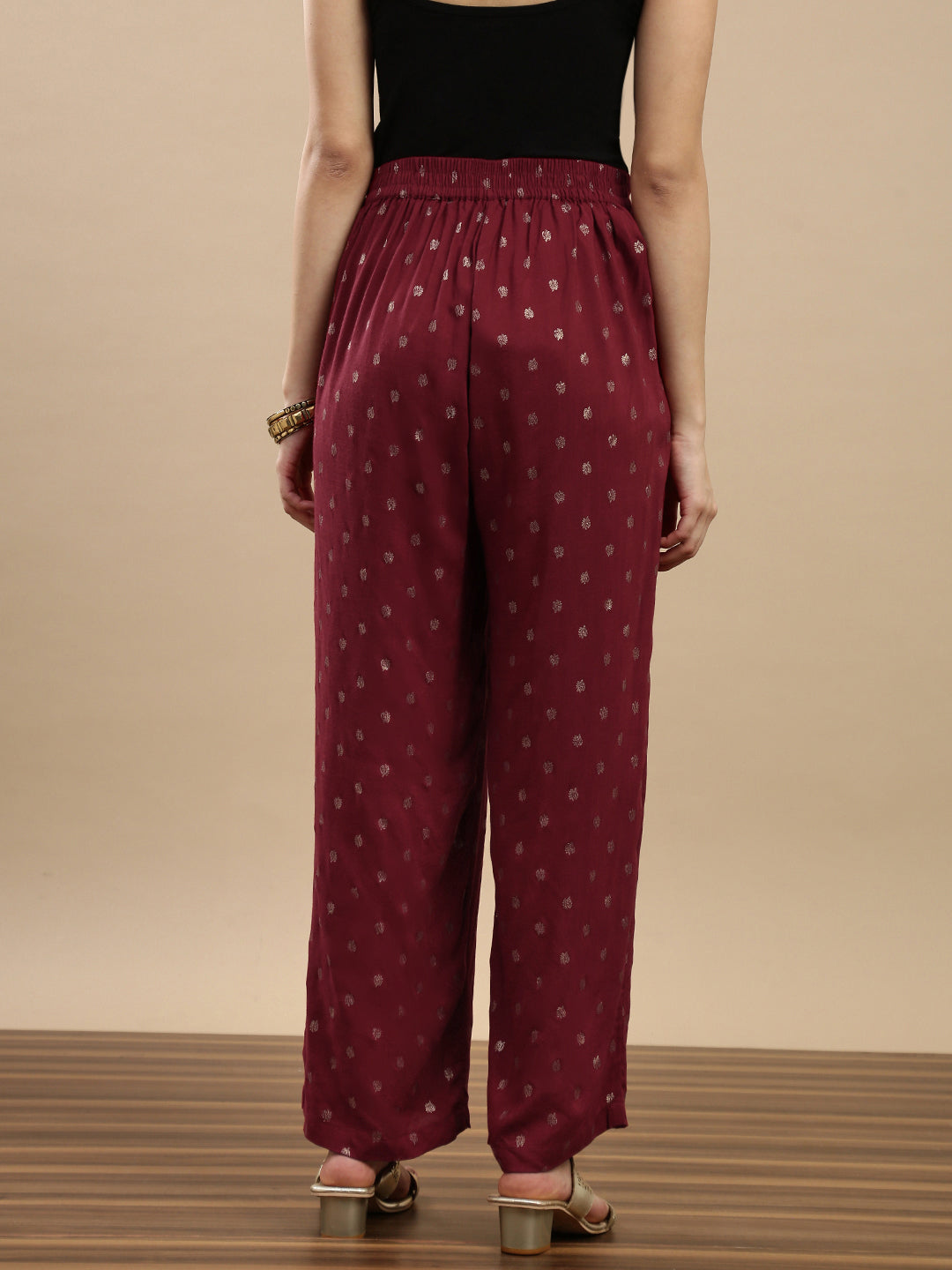 De Moza Women Festive Palazzo Maroon - De Moza