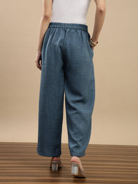 De Moza Women Casual Palazzo Teal Blue