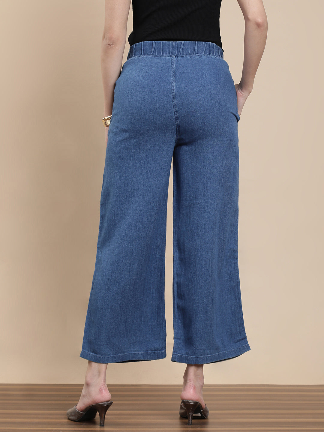 De Moza Women Casual Palazzo Mid wash