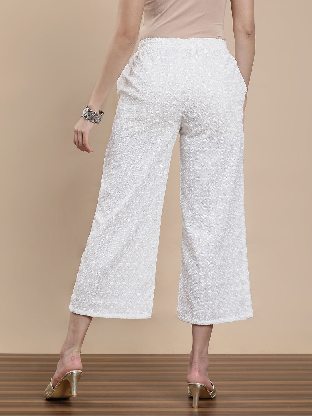 De Moza Women Casual Palazzo White