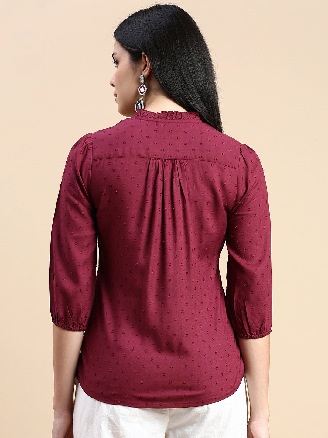 De Moza Women Shirt Top Burgundy