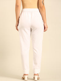 Cigarette Pant Embroidered-White - De Moza