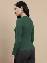 De Moza Women Casual Top Dark Green