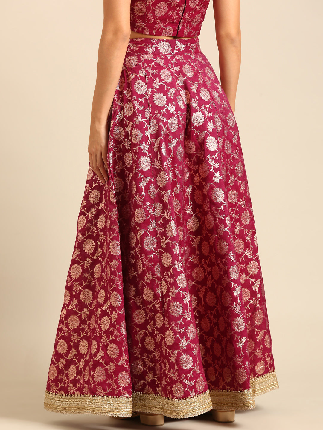 Co-Ord Set (Blouse & Skirt)-Purple - De Moza