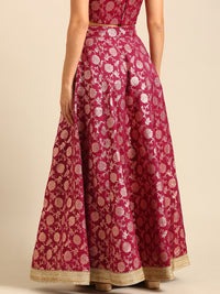 Co-Ord Set (Blouse & Skirt)-Purple - De Moza
