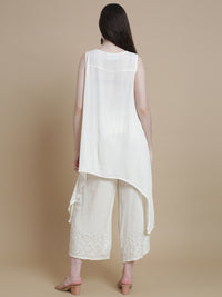 De Moza Women Woven Rayon Hi-Twist Top Offwhite - De Moza