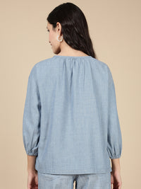 Denim Top-Mid Blue
