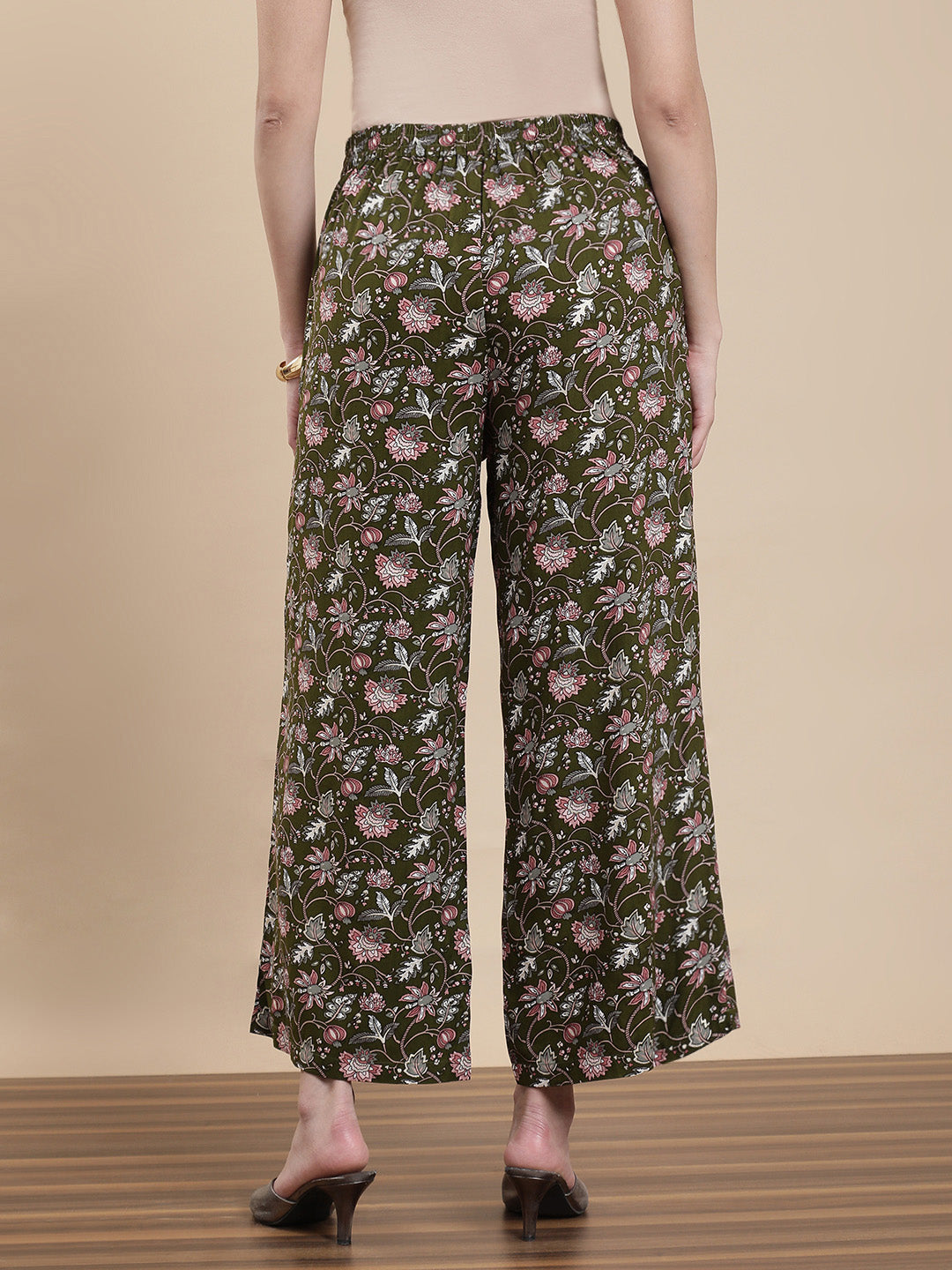 De Moza Women Co-ords with Pack of Top & Palazzo Deep Green