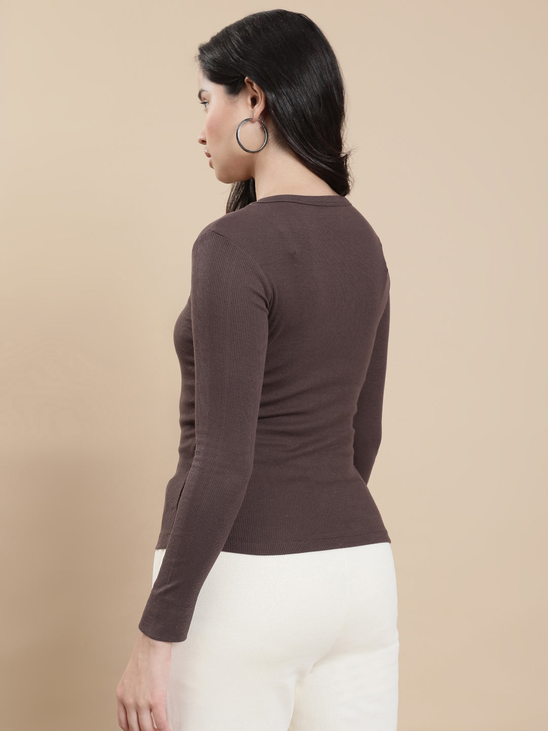 De Moza Women Casual Top Chocolate Brown