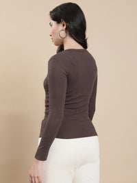De Moza Women Casual Top Chocolate Brown