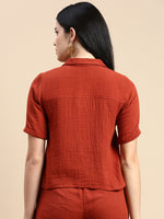 De Moza Women Crop Shirt Rust Orange