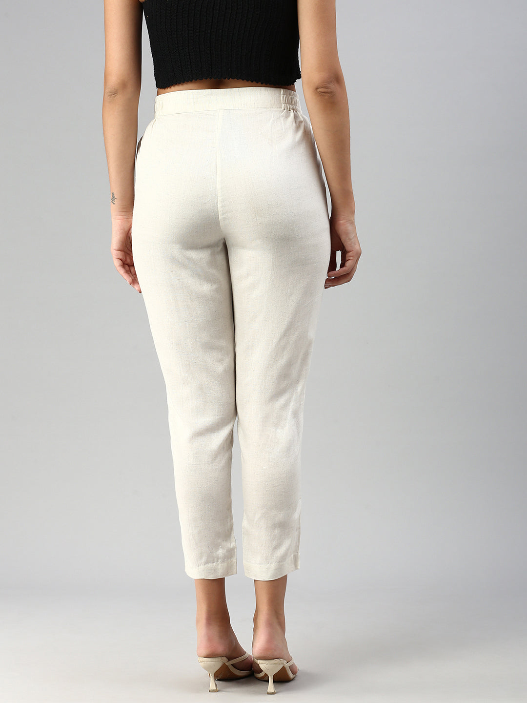 De Moza Women Cigarette Pants Natural