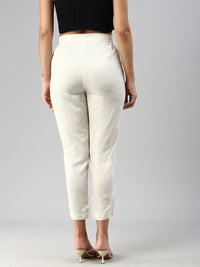 De Moza Women Cigarette Pants Natural