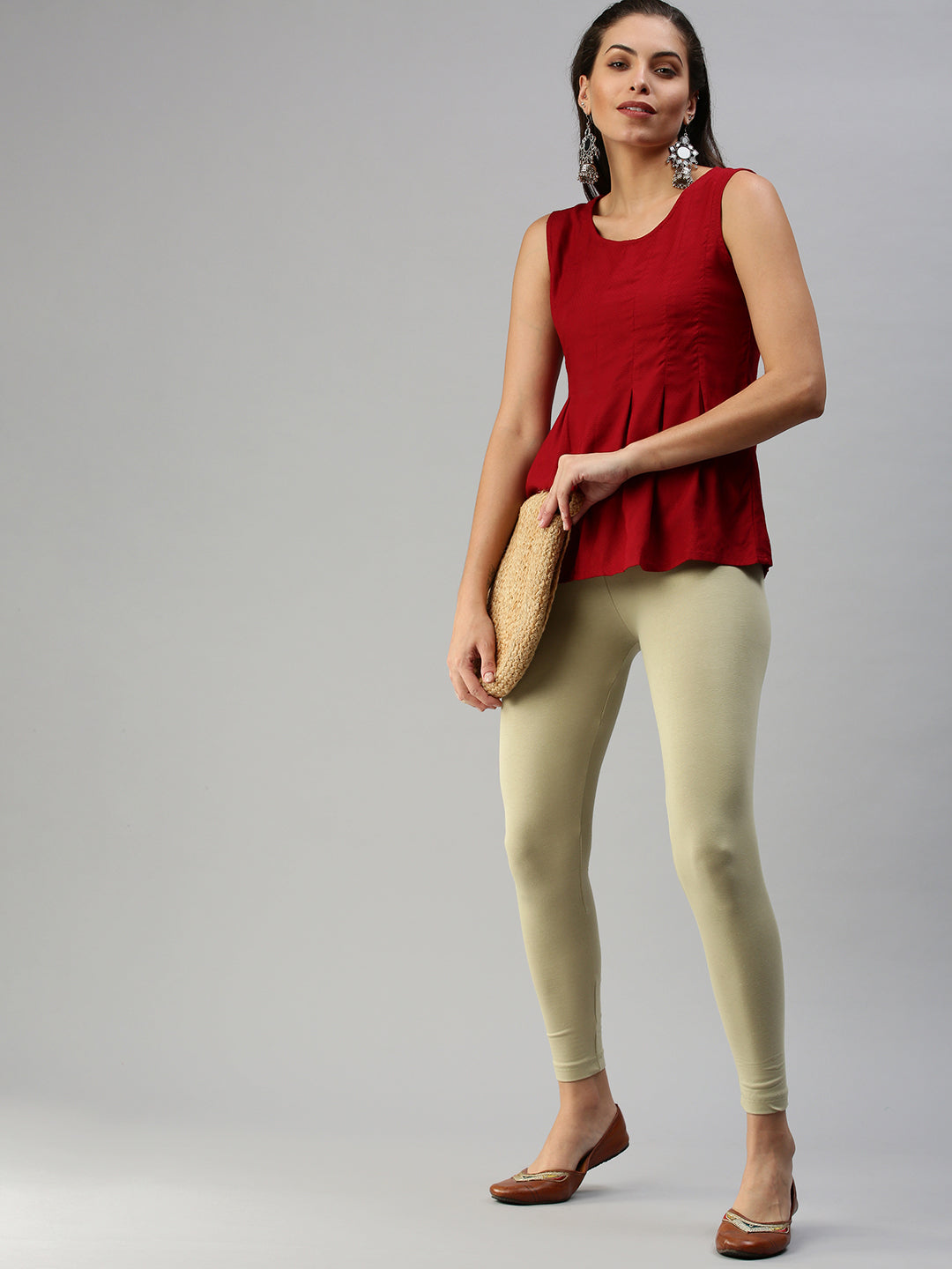 Ankle Length Leggings Cotton-Mint - De Moza