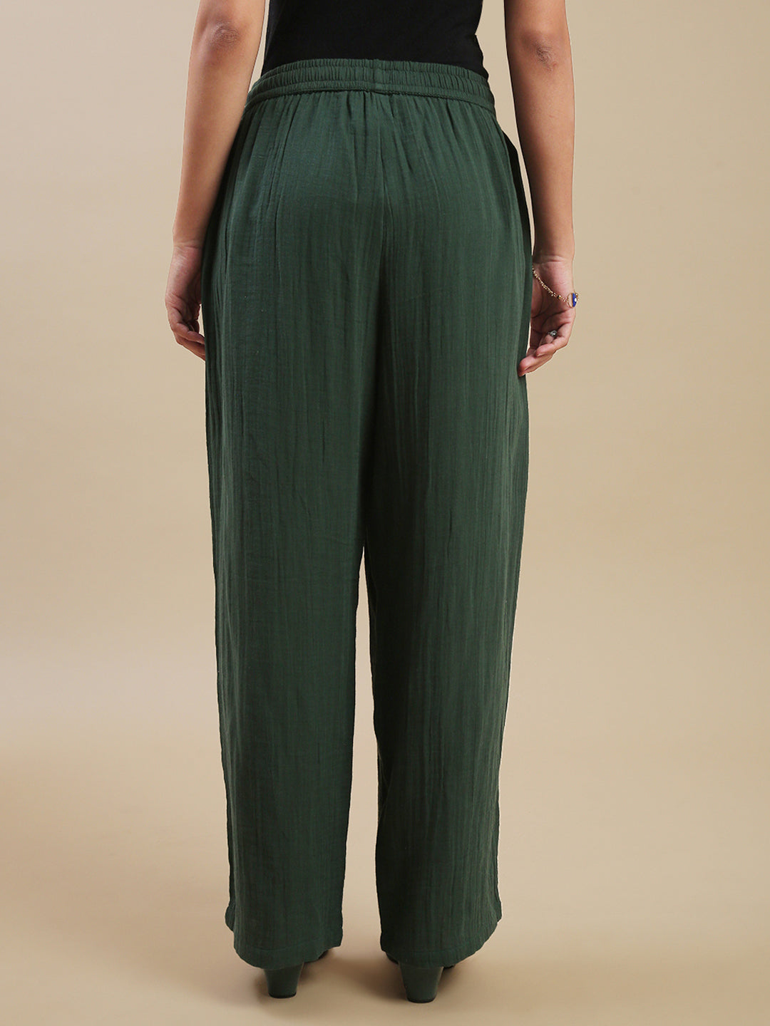 De Moza Women's Officewear Co-ords (Straight Pant & Tunic Top) Bottle Green - De Moza