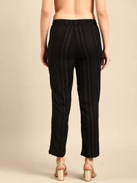 Straight Pant Printed-Black - De Moza