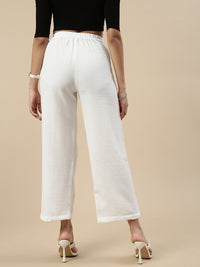 Co-Ord Set(Casual Top & Narrow Palazzo)-White