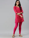 De Moza Ankle Length Leggings Pink Cotton Solid - De Moza