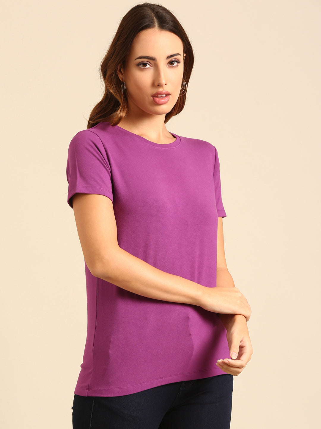 T-Shirt Regular Sleeve-Light Purple - De Moza