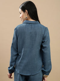De Moza Women Casual Top Teal Blue