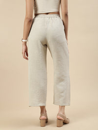 Co-Ord Set(Casual Top & Narrow Palazzo)-Ecru