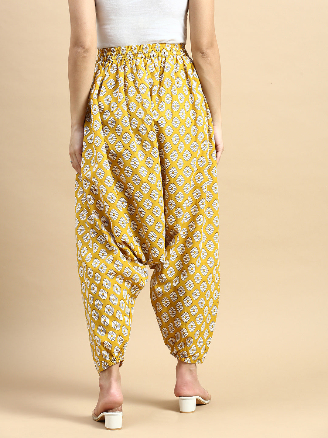 Harem Pant All Over Print-Mustard - De Moza