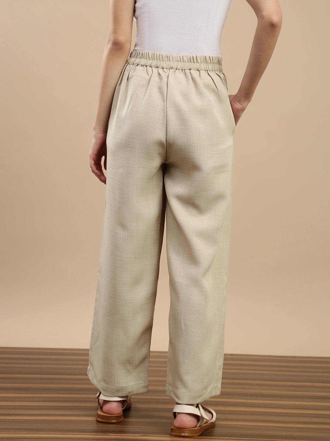 De Moza Women Casual Palazzo Light Beige