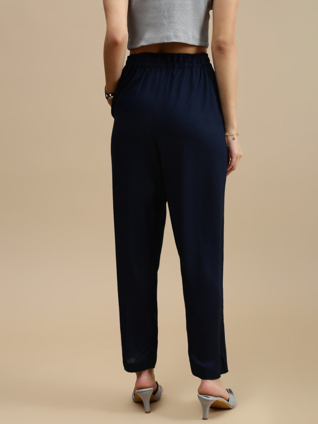 De Moza Women Casual Pants Dark Navy Blue