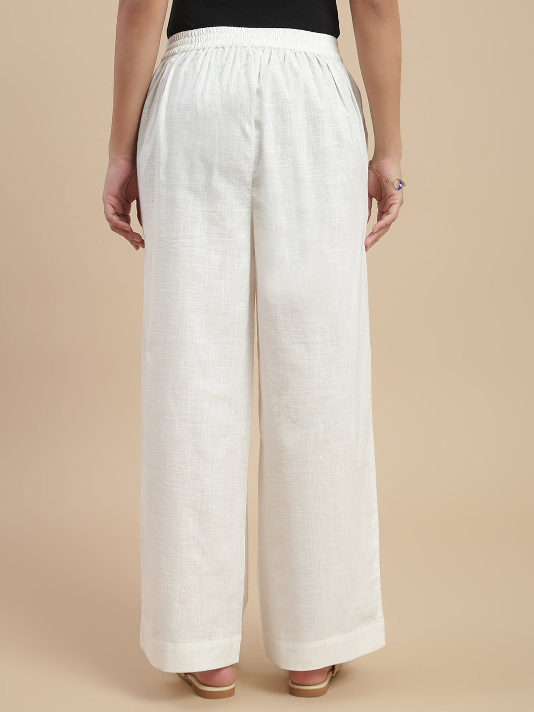 De Moza Women's Officewear Co-ords (Short Kurta & Straight Pant) Offwhite - De Moza
