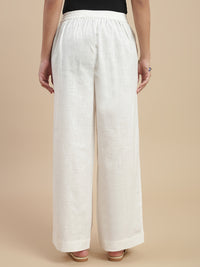 De Moza Women's Officewear Co-ords (Short Kurta & Straight Pant) Offwhite - De Moza
