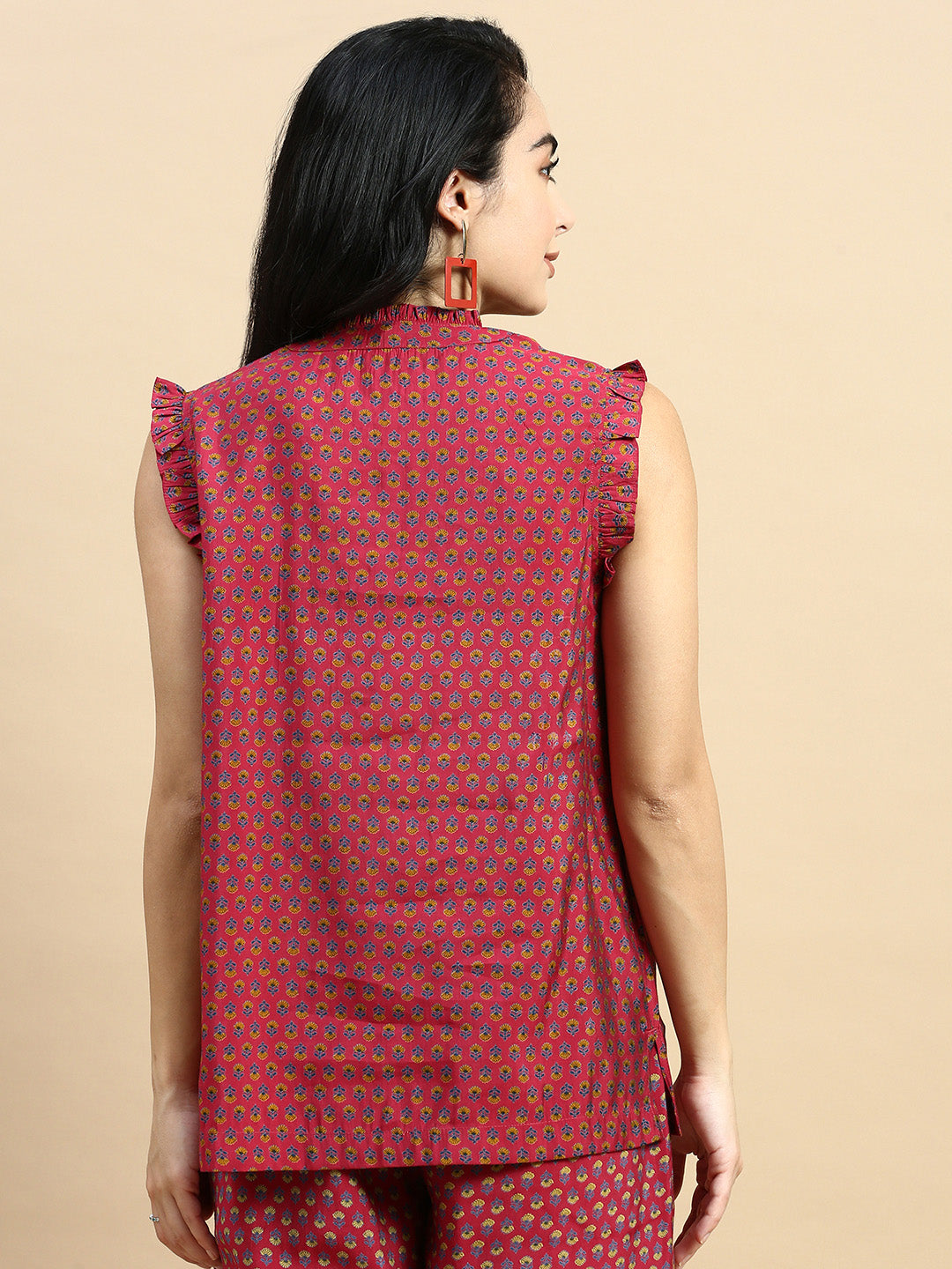 Tunic Top All Over Print-Wine - De Moza