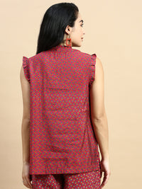 Tunic Top All Over Print-Wine - De Moza