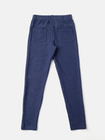 De Moza Girls Solid Jegging Navy Blue