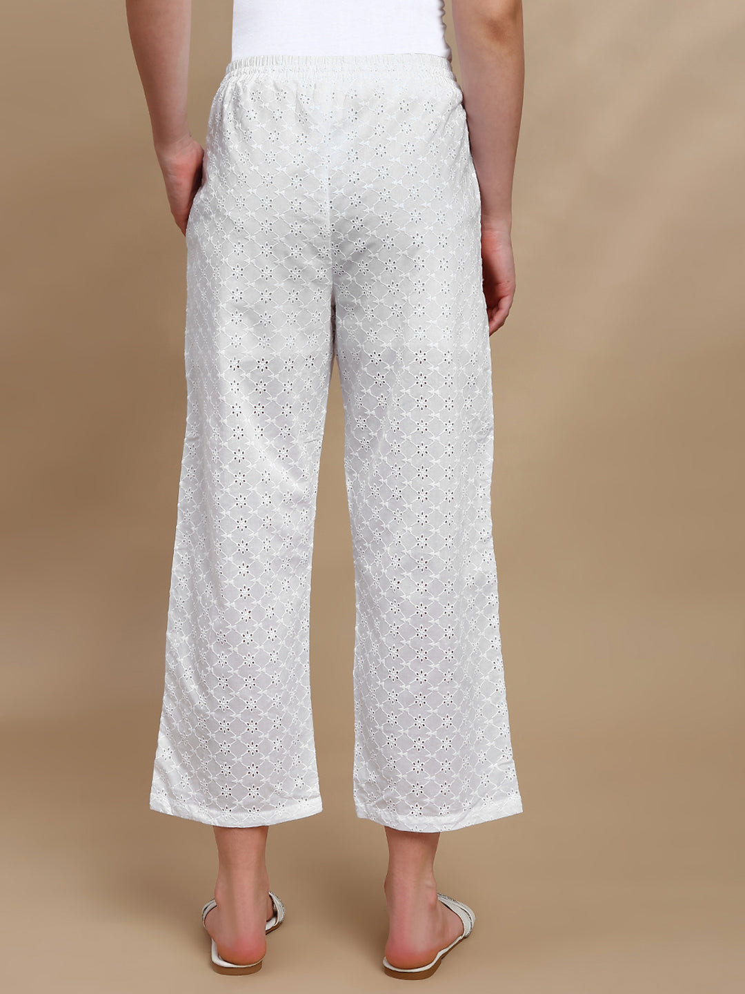 Co-ord Set (Top & Palazzo) - White - De Moza