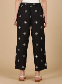 De Moza Women Woven Rayon loosed Fit Palazzo with Functional Pockets Black